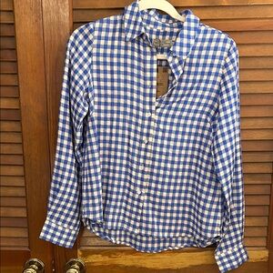 Blue and White Gingham Women's Button Down Shirt